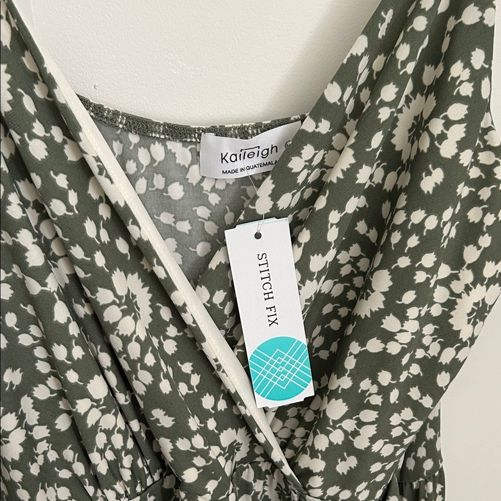 Kaileigh Green and White Floral Jumpsuit